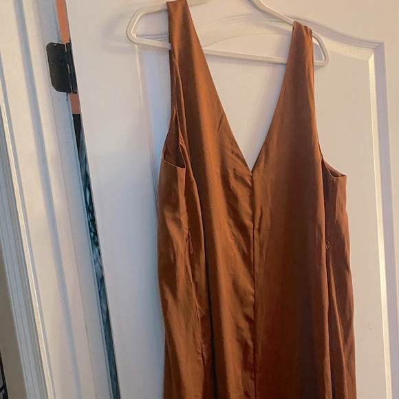 ELOQUII - rust satin maxi dress with belt - Picture 1 of 5